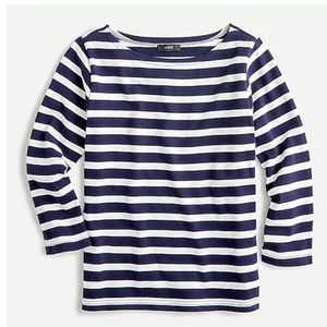 J.Crew navy stripe structured boatneck cotton top 100% cotton XS